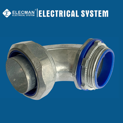 Zinc 1-1/2 Inch 90 Degree Liquid Tight Connector For Flexible Conduit